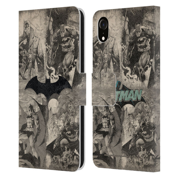 Batman DC Comics Hush Logo Collage Distressed Leather Book Wallet Case Cover For Apple iPhone XR