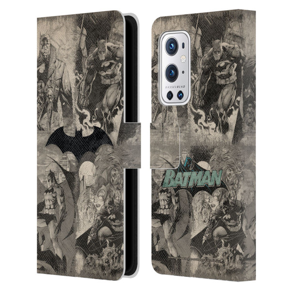 Batman DC Comics Hush Logo Collage Distressed Leather Book Wallet Case Cover For OnePlus 9 Pro