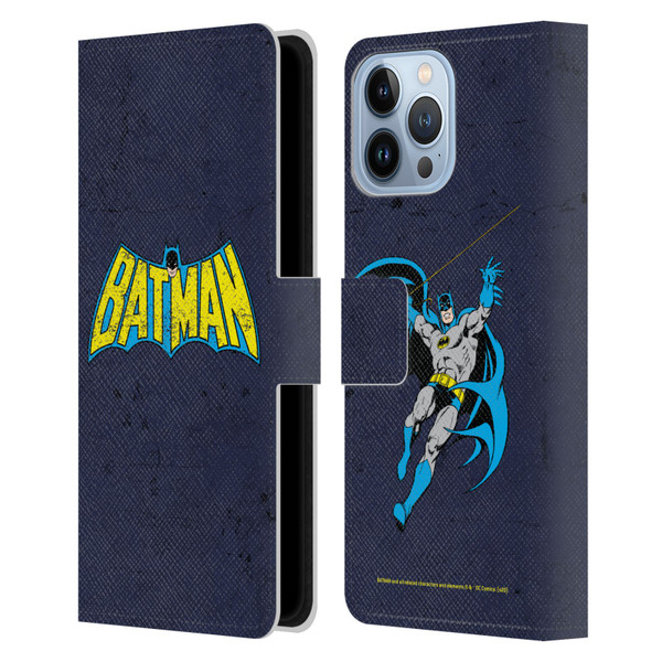 Batman DC Comics Logos Classic Distressed Leather Book Wallet Case Cover For Apple iPhone 13 Pro Max