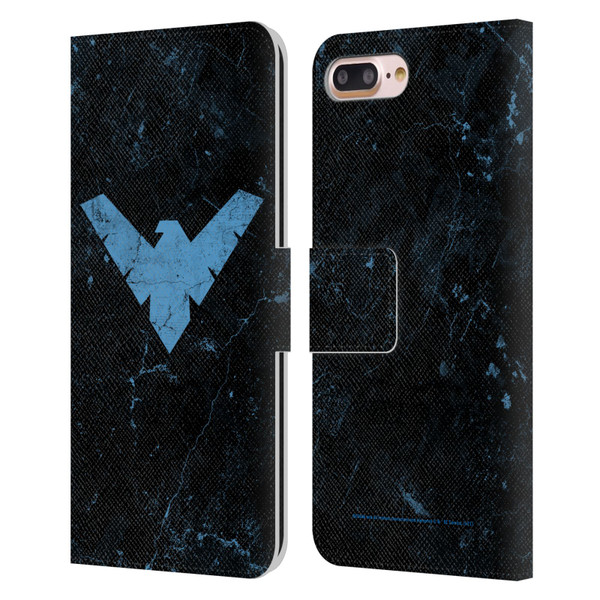 Batman DC Comics Nightwing Logo Grunge Leather Book Wallet Case Cover For Apple iPhone 7 Plus / iPhone 8 Plus