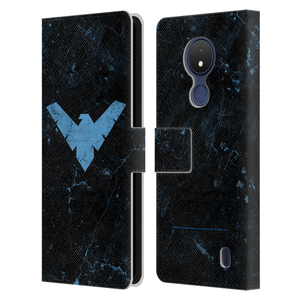 Batman DC Comics Nightwing Logo Grunge Leather Book Wallet Case Cover For Nokia C21
