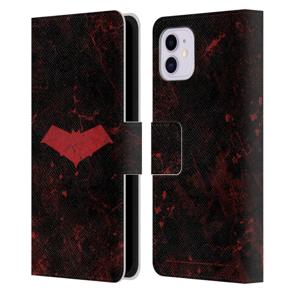 Batman DC Comics Red Hood Logo Grunge Leather Book Wallet Case Cover For Apple iPhone 11