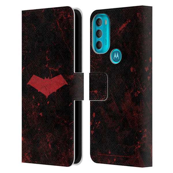 Batman DC Comics Red Hood Logo Grunge Leather Book Wallet Case Cover For Motorola Moto G71 5G