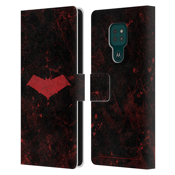 Batman DC Comics Red Hood Logo Grunge Leather Book Wallet Case Cover For Motorola Moto G9 Play