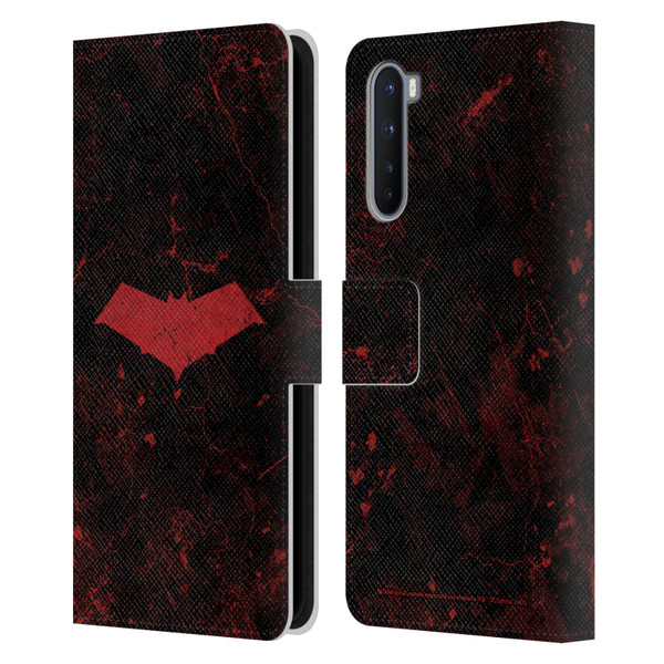 Batman DC Comics Red Hood Logo Grunge Leather Book Wallet Case Cover For OnePlus Nord 5G