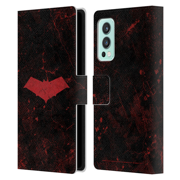 Batman DC Comics Red Hood Logo Grunge Leather Book Wallet Case Cover For OnePlus Nord 2 5G