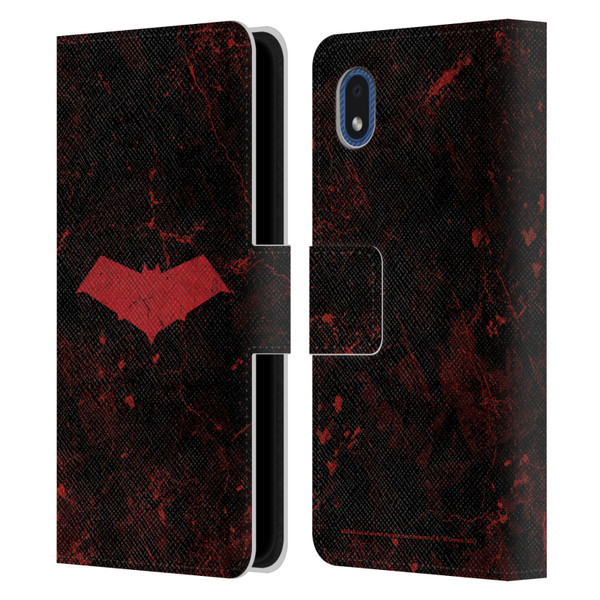 Batman DC Comics Red Hood Logo Grunge Leather Book Wallet Case Cover For Samsung Galaxy A01 Core (2020)