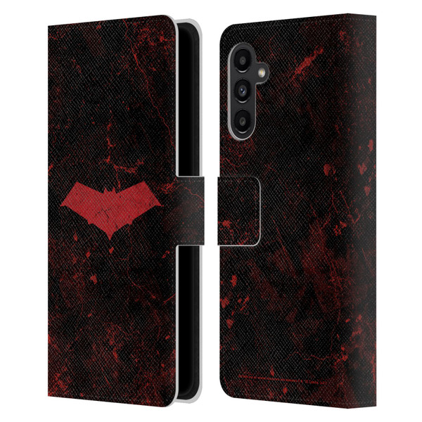 Batman DC Comics Red Hood Logo Grunge Leather Book Wallet Case Cover For Samsung Galaxy A13 5G (2021)