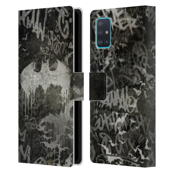 Batman DC Comics Vintage Fashion Graffiti Logo Leather Book Wallet Case Cover For Samsung Galaxy A51 (2019)