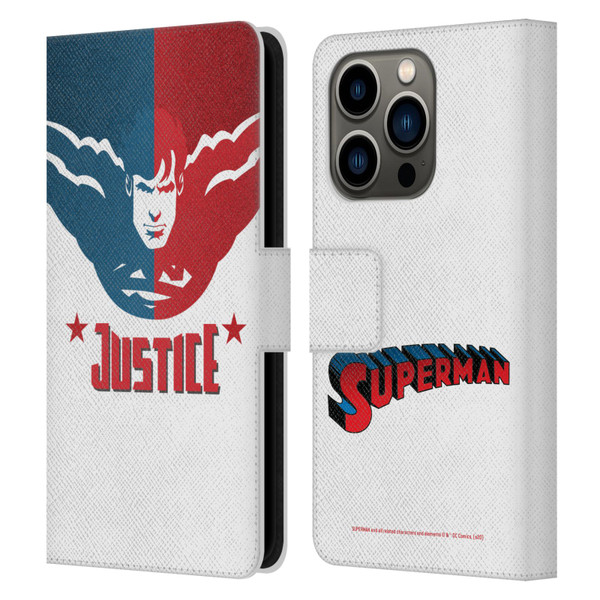 Superman DC Comics Character Art Justice Leather Book Wallet Case Cover For Apple iPhone 14 Pro