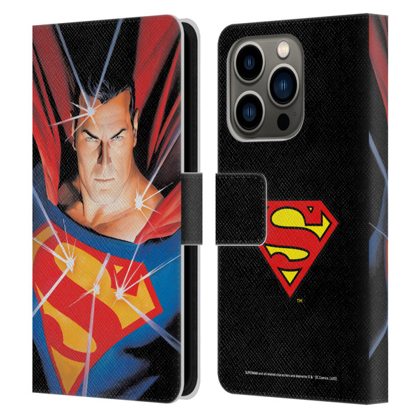 Superman DC Comics Famous Comic Book Covers Alex Ross Mythology Leather Book Wallet Case Cover For Apple iPhone 14 Pro