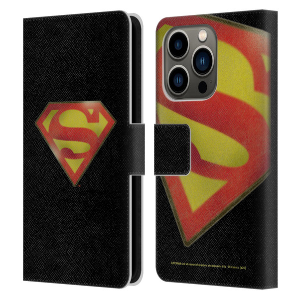 Superman DC Comics Vintage Fashion Logo Leather Book Wallet Case Cover For Apple iPhone 14 Pro