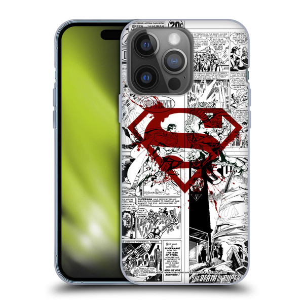 Superman DC Comics Comicbook Art Red Logo Splatter Soft Gel Case for Apple iPhone 14 Pro