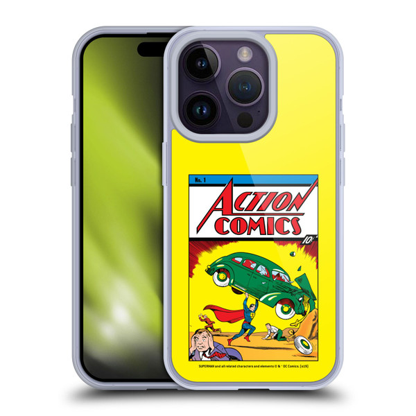 Superman DC Comics Famous Comic Book Covers Action Comics 1 Soft Gel Case for Apple iPhone 14 Pro