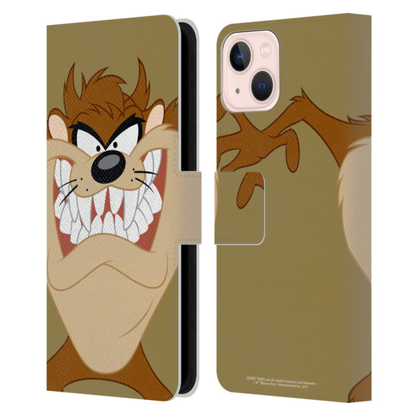 Looney Tunes Characters Tasmanian Devil Leather Book Wallet Case Cover For Apple iPhone 13