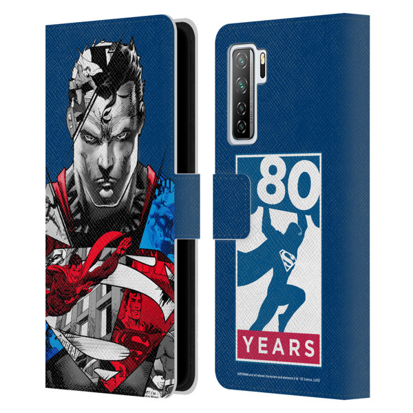 Superman DC Comics 80th Anniversary Collage Leather Book Wallet Case Cover For Huawei Nova 7 SE/P40 Lite 5G