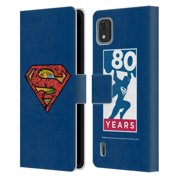 Superman DC Comics 80th Anniversary Logo Leather Book Wallet Case Cover For Nokia C2 2nd Edition