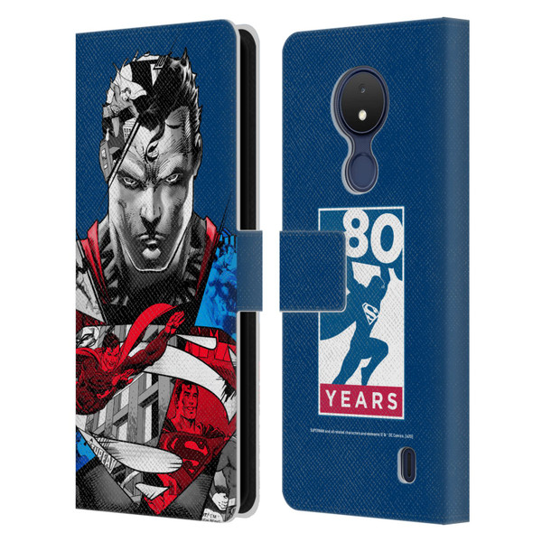 Superman DC Comics 80th Anniversary Collage Leather Book Wallet Case Cover For Nokia C21