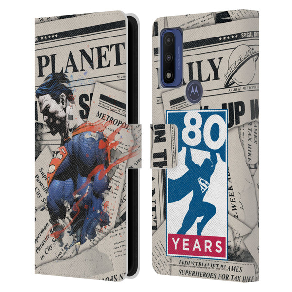 Superman DC Comics 80th Anniversary Newspaper Leather Book Wallet Case Cover For Motorola G Pure