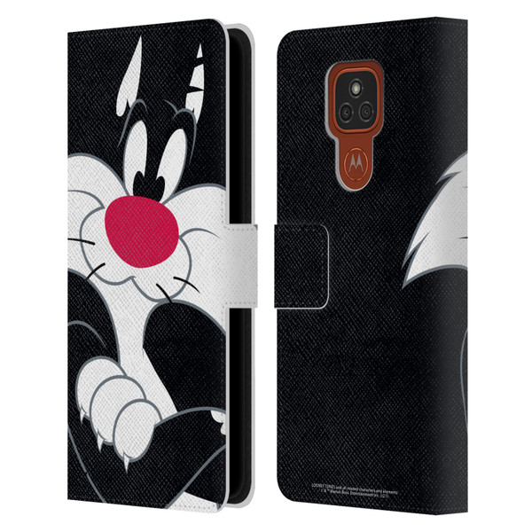 Looney Tunes Characters Sylvester The Cat Leather Book Wallet Case Cover For Motorola Moto E7 Plus