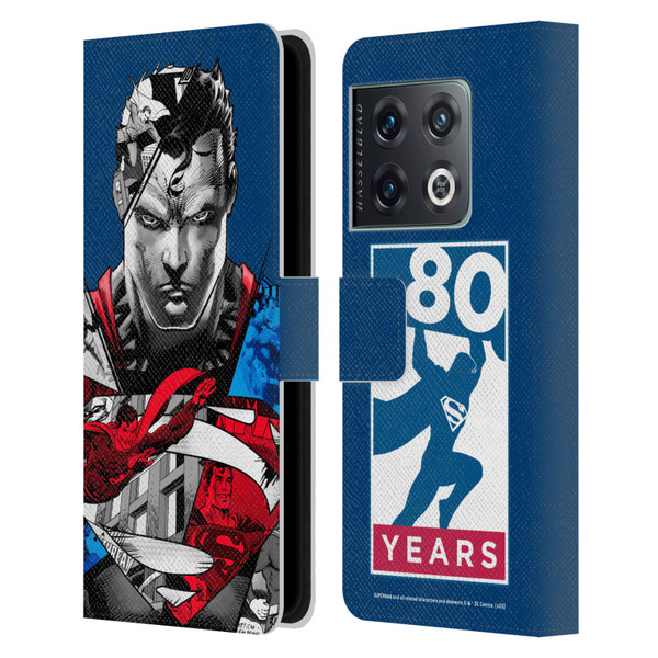 Superman DC Comics 80th Anniversary Collage Leather Book Wallet Case Cover For OnePlus 10 Pro