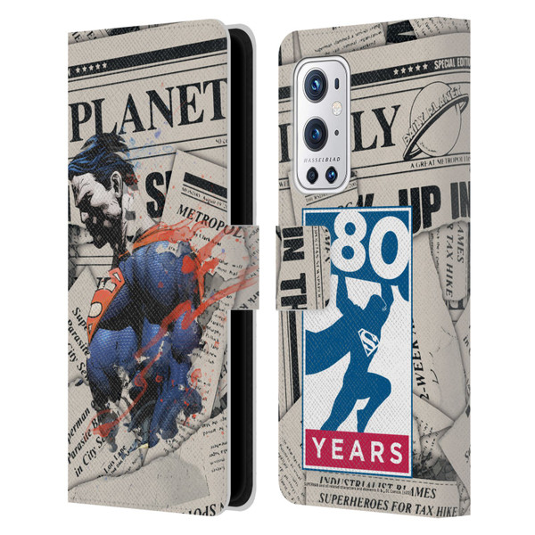 Superman DC Comics 80th Anniversary Newspaper Leather Book Wallet Case Cover For OnePlus 9 Pro