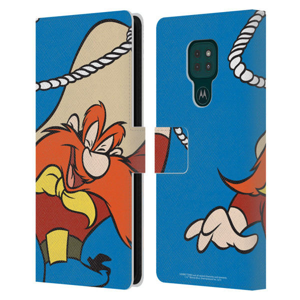 Looney Tunes Characters Yosemite Sam Leather Book Wallet Case Cover For Motorola Moto G9 Play