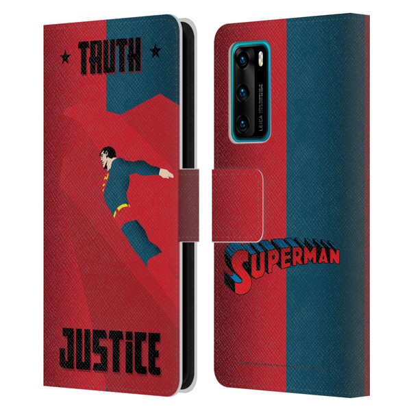 Superman DC Comics Character Art Truth And Justice 2 Leather Book Wallet Case Cover For Huawei P40 5G