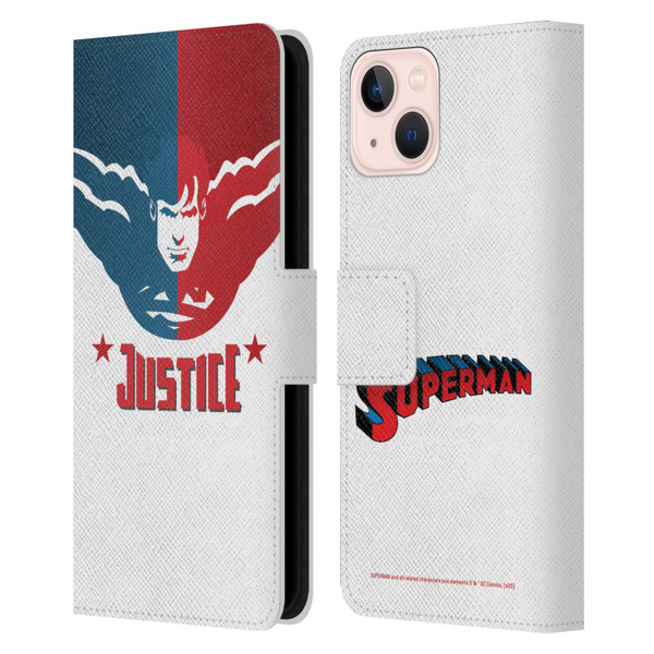 Superman DC Comics Character Art Justice Leather Book Wallet Case Cover For Apple iPhone 13