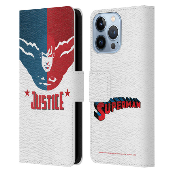 Superman DC Comics Character Art Justice Leather Book Wallet Case Cover For Apple iPhone 13 Pro