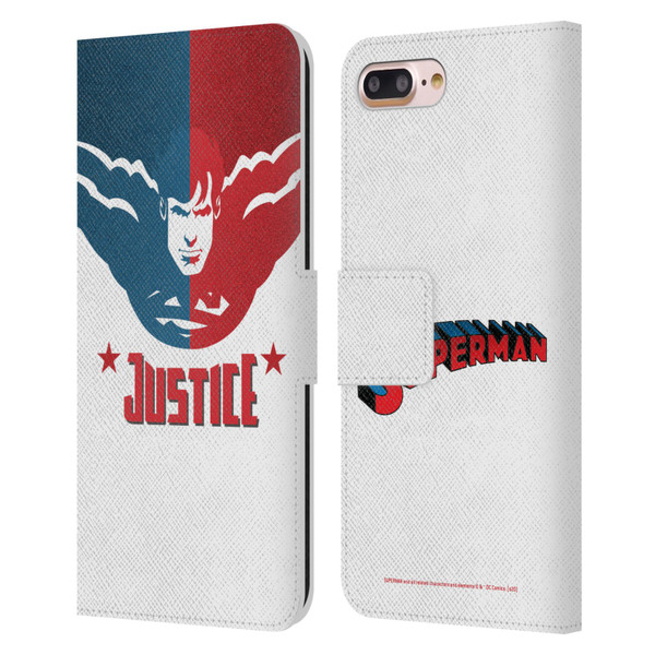 Superman DC Comics Character Art Justice Leather Book Wallet Case Cover For Apple iPhone 7 Plus / iPhone 8 Plus