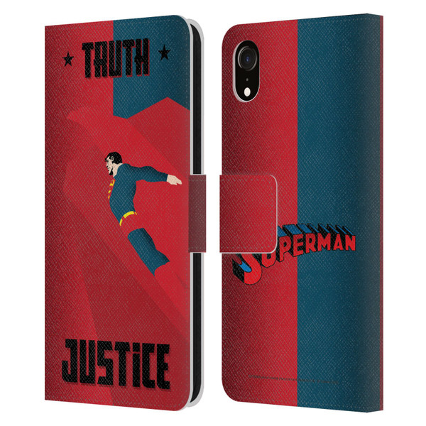 Superman DC Comics Character Art Truth And Justice 2 Leather Book Wallet Case Cover For Apple iPhone XR