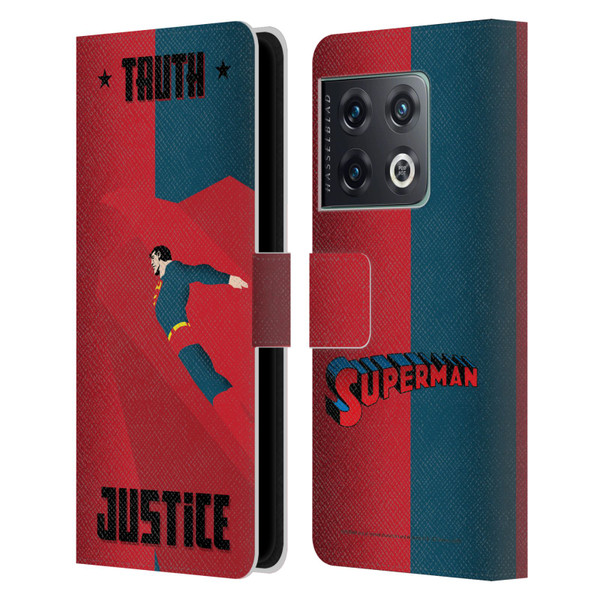 Superman DC Comics Character Art Truth And Justice 2 Leather Book Wallet Case Cover For OnePlus 10 Pro
