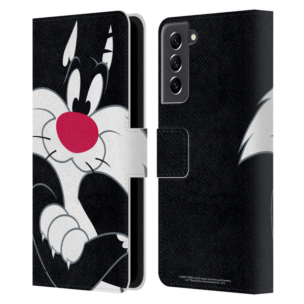 Looney Tunes Characters Sylvester The Cat Leather Book Wallet Case Cover For Samsung Galaxy S21 FE 5G