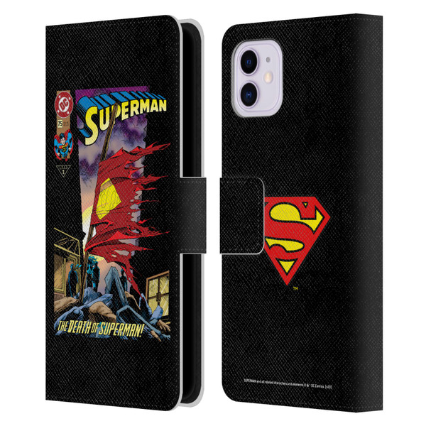 Superman DC Comics Famous Comic Book Covers Death Leather Book Wallet Case Cover For Apple iPhone 11