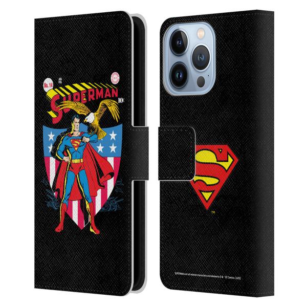 Superman DC Comics Famous Comic Book Covers Number 14 Leather Book Wallet Case Cover For Apple iPhone 13 Pro