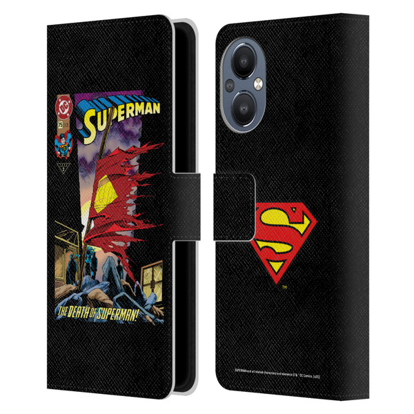 Superman DC Comics Famous Comic Book Covers Death Leather Book Wallet Case Cover For OnePlus Nord N20 5G