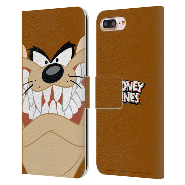 Looney Tunes Full Face Tasmanian Devil Leather Book Wallet Case Cover For Apple iPhone 7 Plus / iPhone 8 Plus