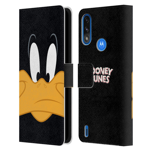 Looney Tunes Full Face Daffy Duck Leather Book Wallet Case Cover For Motorola Moto E7 Power / Moto E7i Power