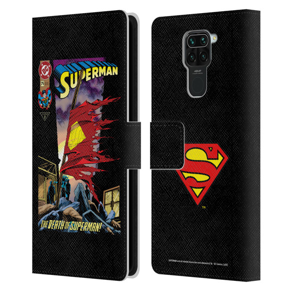 Superman DC Comics Famous Comic Book Covers Death Leather Book Wallet Case Cover For Xiaomi Redmi Note 9 / Redmi 10X 4G