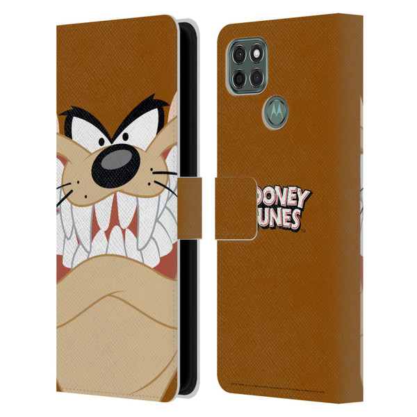 Looney Tunes Full Face Tasmanian Devil Leather Book Wallet Case Cover For Motorola Moto G9 Power