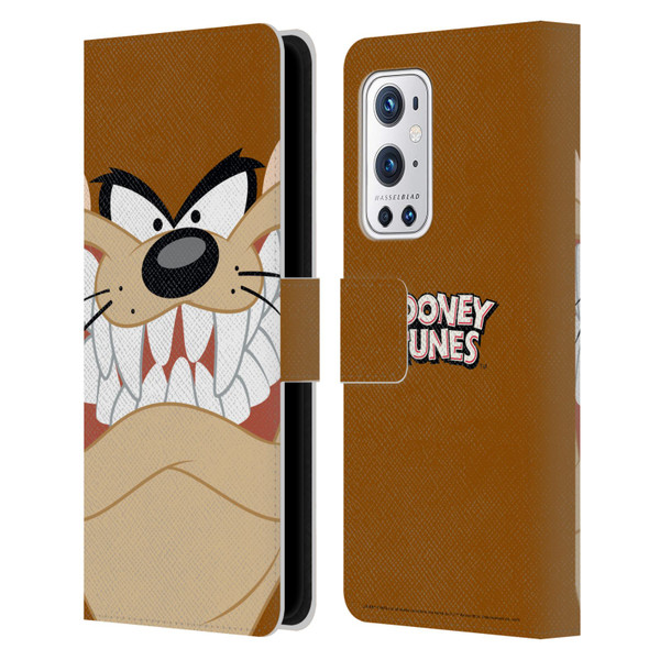 Looney Tunes Full Face Tasmanian Devil Leather Book Wallet Case Cover For OnePlus 9 Pro