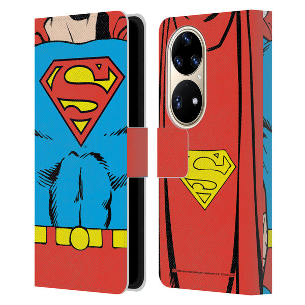 Superman DC Comics Logos Classic Costume Leather Book Wallet Case Cover For Huawei P50 Pro