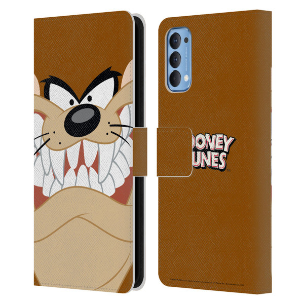Looney Tunes Full Face Tasmanian Devil Leather Book Wallet Case Cover For OPPO Reno 4 5G
