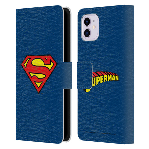 Superman DC Comics Logos Classic Leather Book Wallet Case Cover For Apple iPhone 11