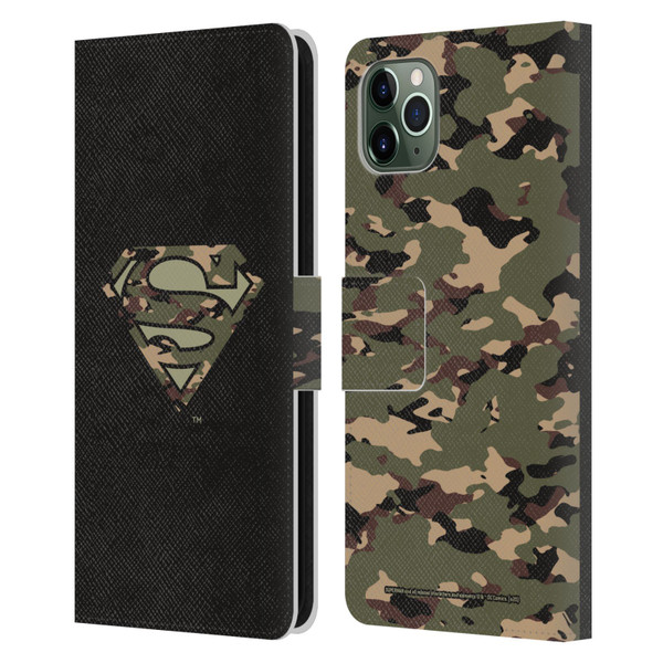 Superman DC Comics Logos Camouflage Leather Book Wallet Case Cover For Apple iPhone 11 Pro Max