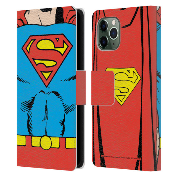 Superman DC Comics Logos Classic Costume Leather Book Wallet Case Cover For Apple iPhone 11 Pro