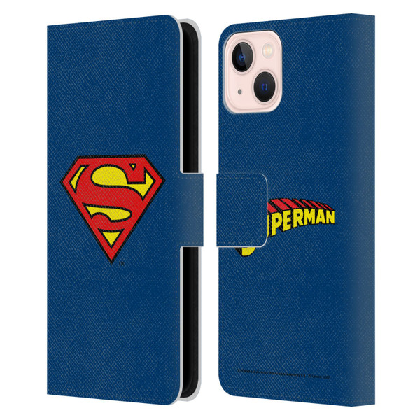 Superman DC Comics Logos Classic Leather Book Wallet Case Cover For Apple iPhone 13