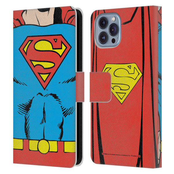 Superman DC Comics Logos Classic Costume Leather Book Wallet Case Cover For Apple iPhone 14