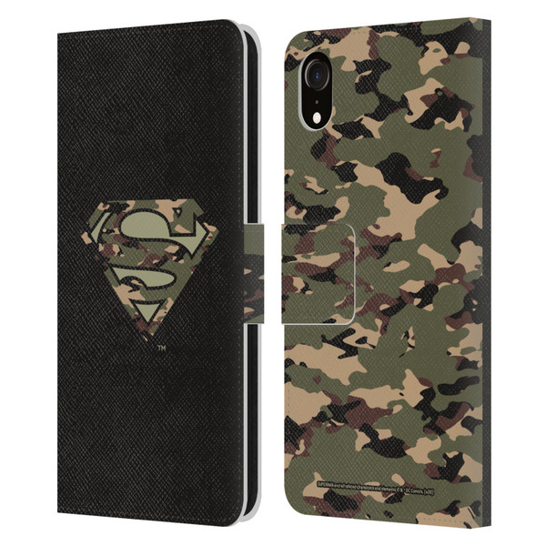 Superman DC Comics Logos Camouflage Leather Book Wallet Case Cover For Apple iPhone XR